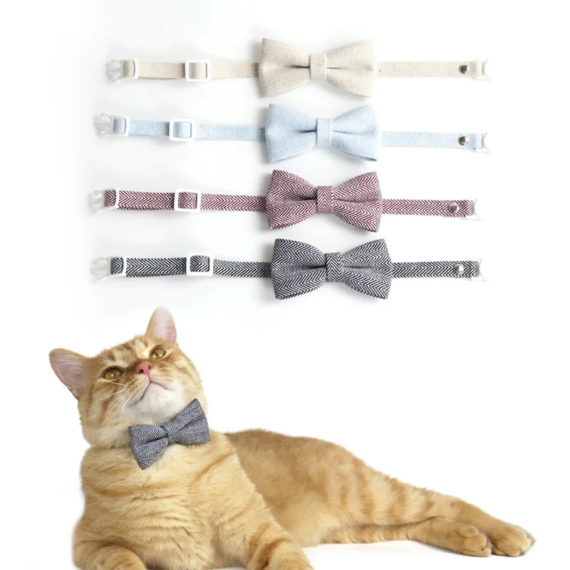 Cute Bowknot Cat Collar Breakaway Necklace Quick Release Tie Pet Accessories Adjustable Collars Cats Safety Buckle