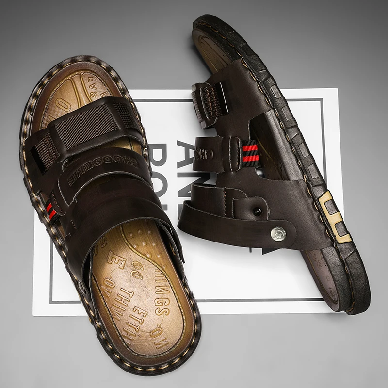 

Men's slippers, summer casual shoes, beach sandals, outdoor skate shoes, comfortable walking, leather luxury designer, fashionab
