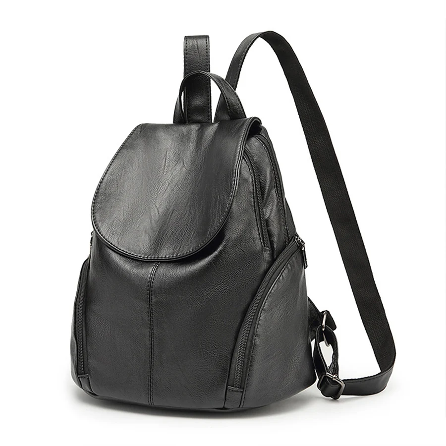 

Women Korea autumn winter small backpack female ins student soft leather shoulder bag travel soild bagpack black rucksack Bolsas