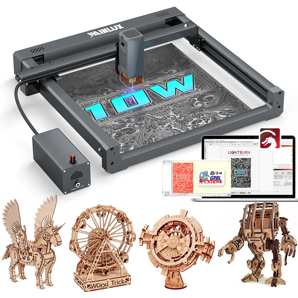 WAINLUX L6 incisore Laser 10W potente macchina per incidere di taglio Laser CNC con kit di Assit ad aria messa a fuoco fissa 0.05mm più fine Maker