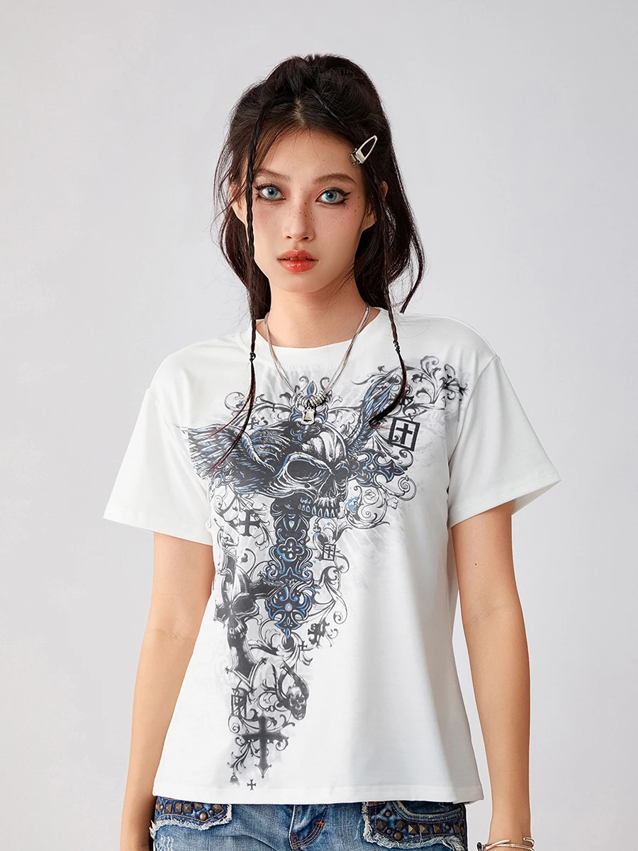 

Y2k Shirts for Women Teens Girls 2000s Vintage Short Sleeve Shirt Tops Fairy Grunge Punk Goth Baggy Graphic Tees