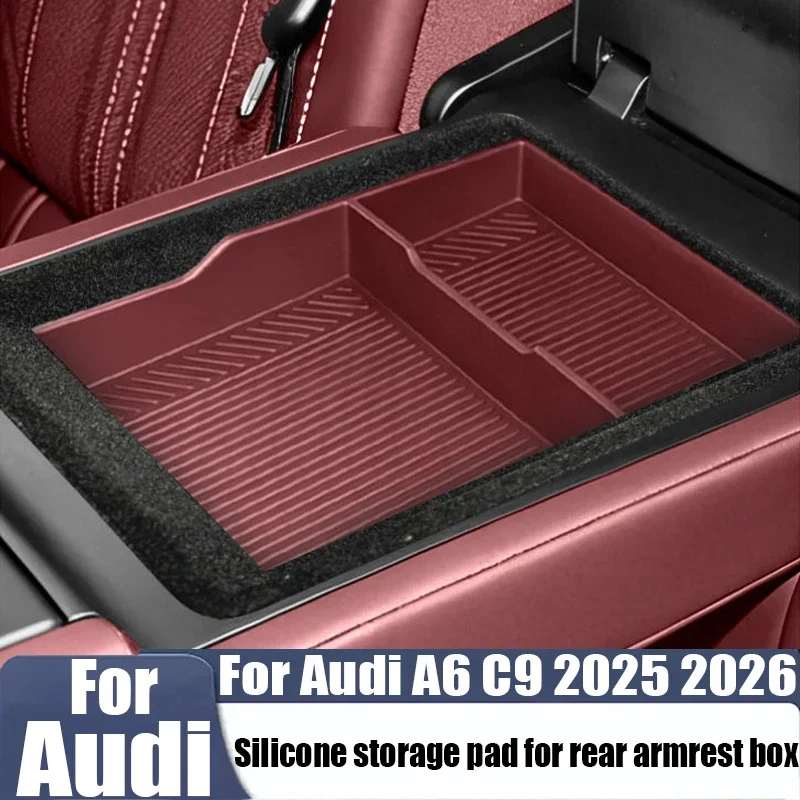 For Audi A6 C9 2025 2026 rear armrest box silicone storage pad automotive interior decoration product modification parts