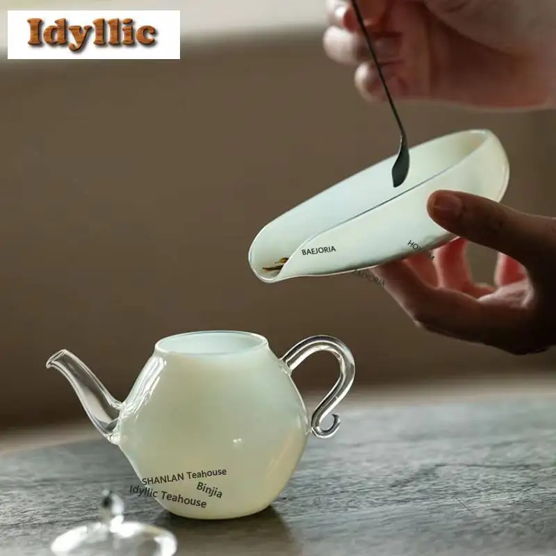 Ice Jade Glass Tea Scoop Zen Tea Boxes Saucer Chahe Shovel Household Appreciation Ladle Tea Items Equipment Ornaments Gifts