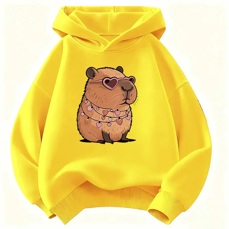 Capybara Hoodie, süß, Kawaii, Herz, Liebe, Kinder, Cartoon, Sonnenbrille, ästhetisch, Oversized, lässig, Sport-Sweatshirts – Detail 7