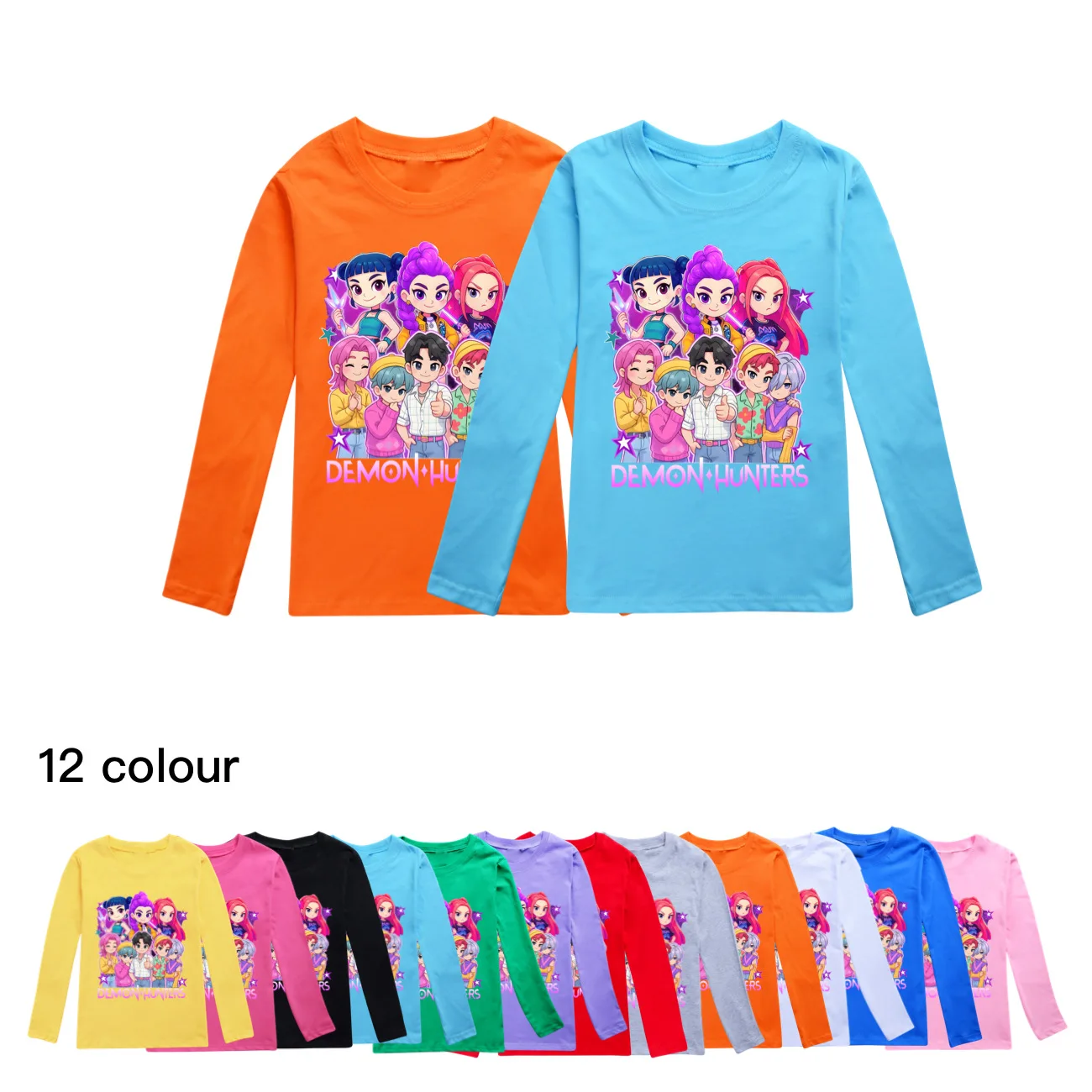 

Футболка KPop «Охотники на демонов», детская футболка из чистого хлопка, топы с длинными рукавами для маленьких девочек, детская одежда с героями мультфильмов, толстовки для мальчиков