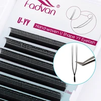 Fadvan U en forma de YY flor paralela pestañas postizas Cosplay pestañas de doble punta 2D YY pestañas prefabricadas Fans volumen maquillaje de pestañas postizas