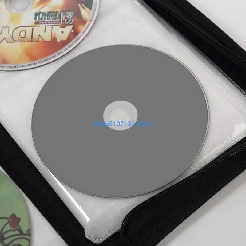87HD Portable DVD Case- 80 Capacity Mercerized Fabric Storage Bag Holder Zipper