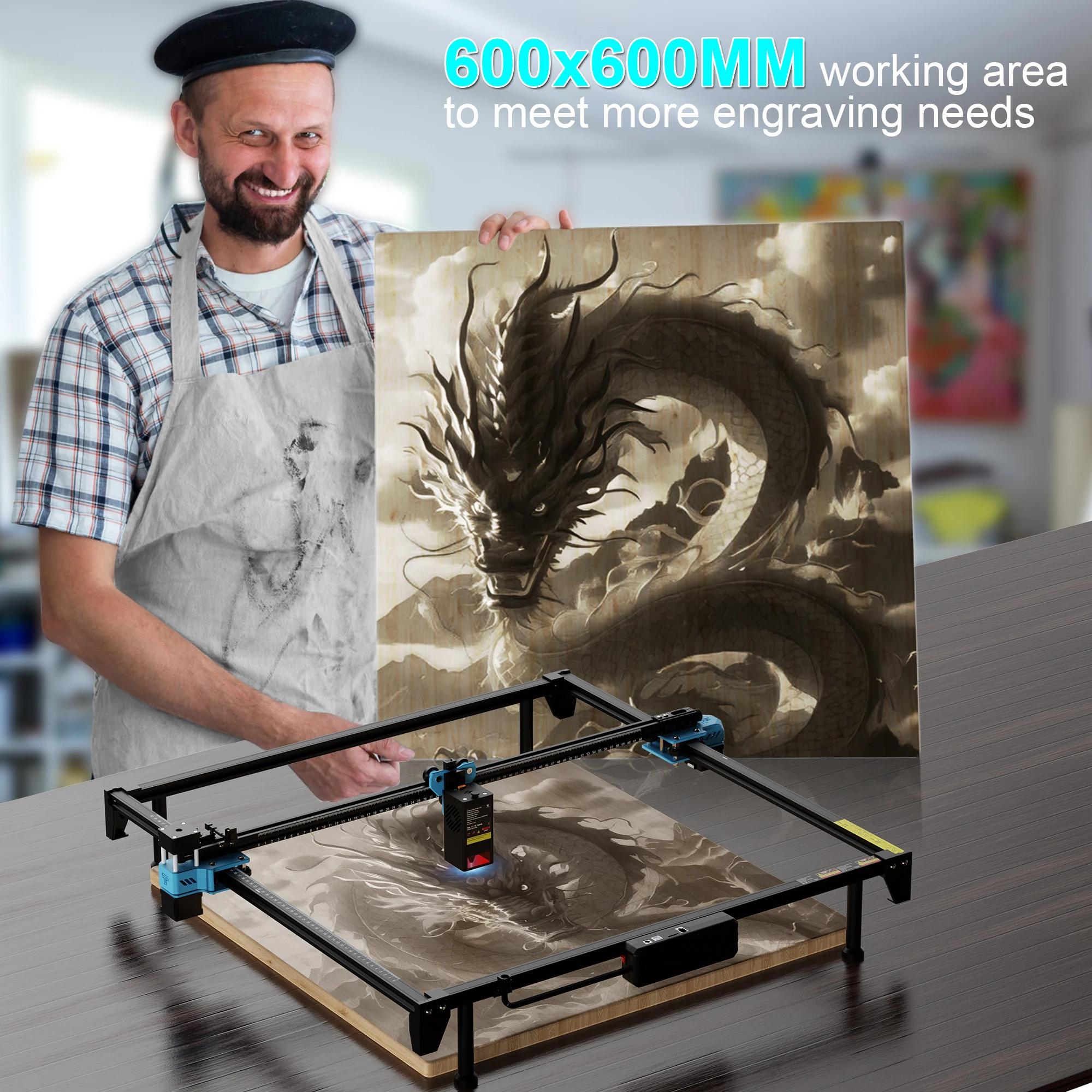 Twotrees TTS-20 Max Metal Laser Engraving Machine Work Area 600x600mm Laser Cutting Machine For Cutting MDF Acrylic Leather Wood