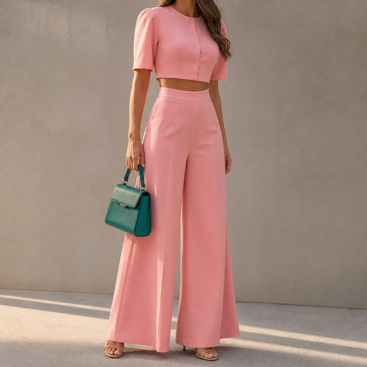Women's Elegant Half Sleeve Solid Color T Shirt Long Pants 2-Piece Matching Set for Banquet – Women's Matching Sets Clothing