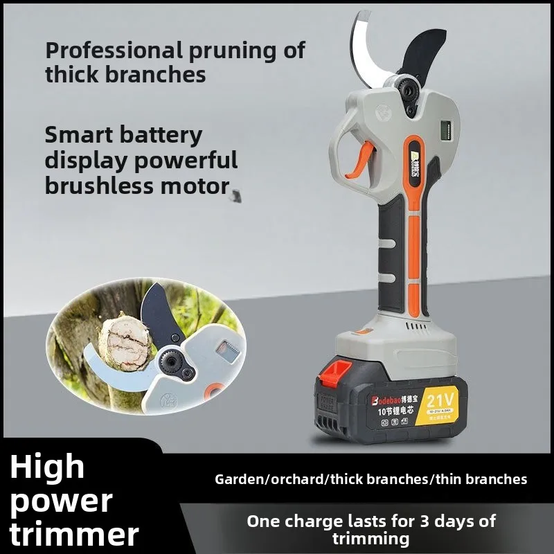 Tesouras de poda com bateria de lítio, tesoura para jardinagem de árvores frutíferas, galhos grossos, carregamento portátil, tesouras de jardim