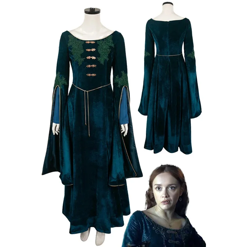 Alicent Cosplay Role Play Velvet Dress TV Dragon 2 Cosplay House Costume Adult Women Roleplay Fancy Dress Up Party Clothes