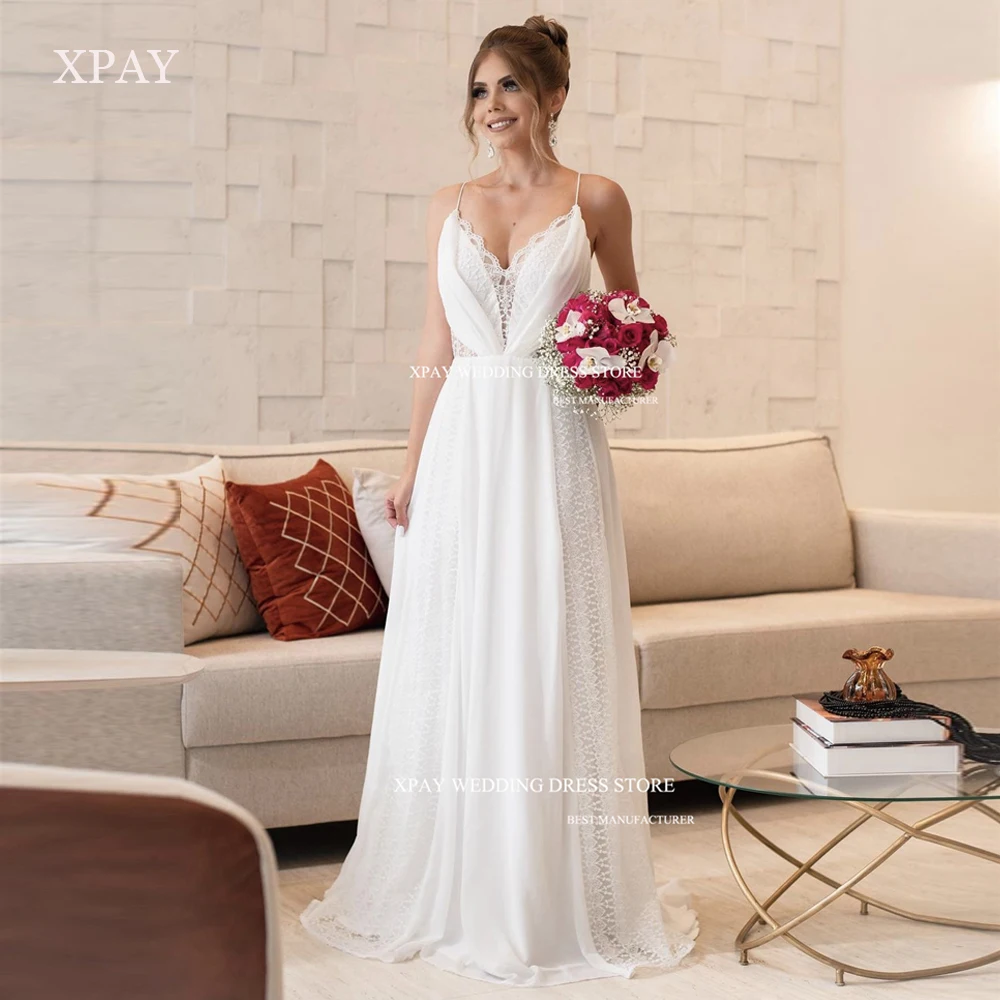 XPAY Floor-Length A-Line Wedding Dresses Spaghetti Strap Customised Sexy Princess Bride Gowns Prom Evening Dress Robe de marri