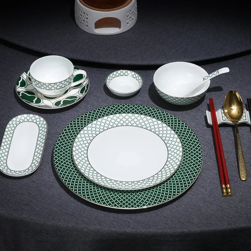 European Light Luxury Ceramic Plate Bowl High-End Hotel Special Bone China Table Set Plate Box Bone Plate Tableware