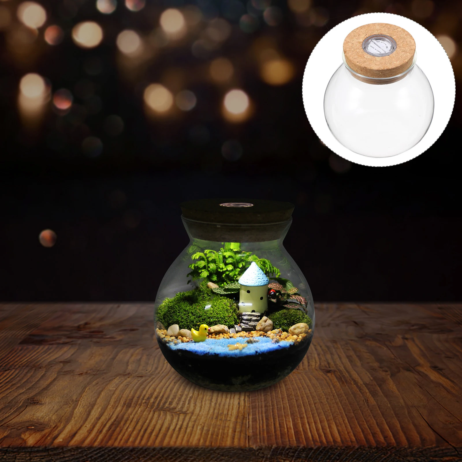 مصباح ليد زجاجة بيئية شفافة البورسليكات الزجاج Diy بها بنفسك المشهد الصغير خزان الأسماك تررم ديكور المنزل المناظر الطبيعية