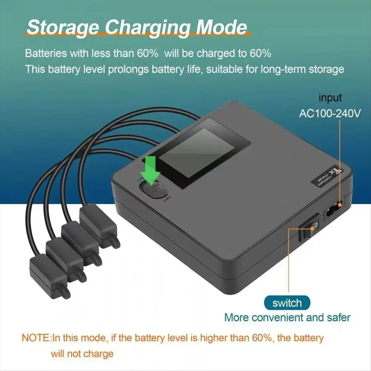 Special Offer-For Avata 2 Color Screen Digital Display Charger 4 Way Multifunction Battery Charger Drone Accessories US Plug