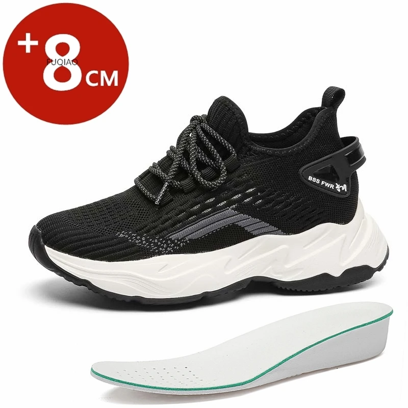 

Summer Mesh Breathable Elevator Shoes for Men 8cm Hidden Height Boost Casual Lift Sneakers Fashion Versatile Outdoor Sports Shoe