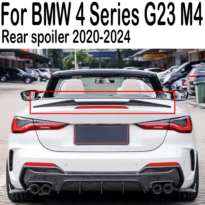 For BMW 4 Series G23 2020 21 22 23 24 M4 style rear trunk lid spoiler carbon fiber glossy black 420i 430i 420d 430d