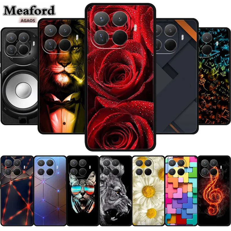 Anime-Hülle für Xiaomi 17T Pro 17 T Pro 5G Weiche Silikon-Handyhülle Funda Schwarzer TPU-Stoßfänger Schutz Rückseite Cartoon Blumenmuster Schutzhülle