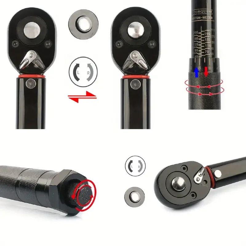 Torque Wrench Round Tube High Precision Adjustable Professional Bicycle Torques Key Ratchet Car Bike Automotive Hand Tools