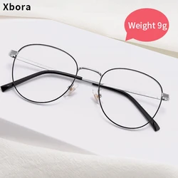 Xbora New Ultra-light Titanium Alloy Round Glasses Frame Men Optical Eyewear Lenses Women's Retro Prescription Eyeglasses 19022