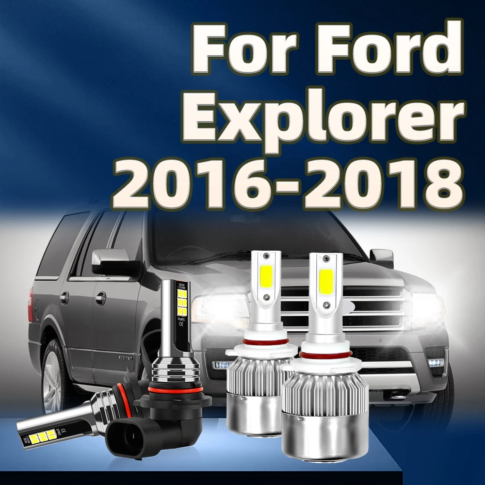 

4Pcs Car Headlight 6000K White Bulb 26000LM LED Chip Light Fog Lamp Kit For Ford Explorer 2016 2017 2018