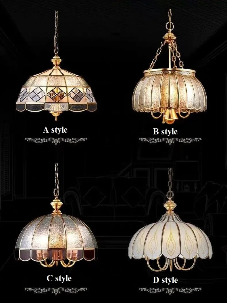 

American - Style All Copper Dining Chandeliers, Creative Luxury - Light Fixtures All Copper Living Room Bedroom LED Chandelier