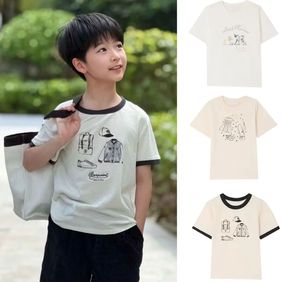 In stock 2026 Summer BP Baby Girls White T-shirt Girls Cherry Tee Top for Girls Kids Boutique Clothes Boys Shirt Clothing