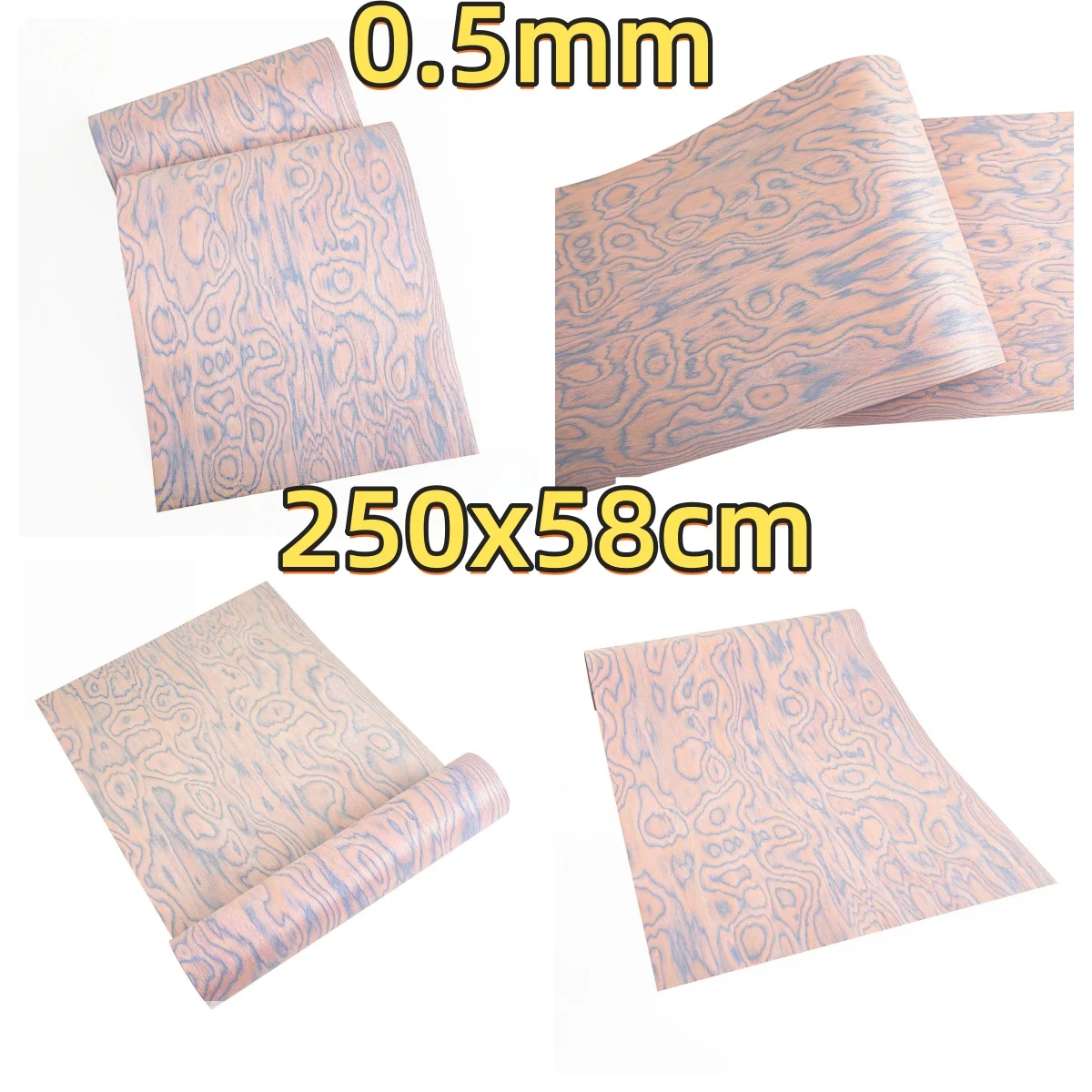 Pink Cloud Maple Reconstituted Wood Veneer, 0.5mm, 250x58cm, For Watch Box & Model Making.(Backing Non-woven Fabric)