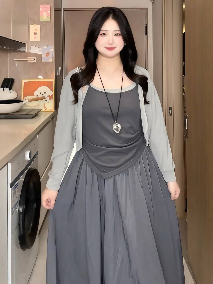 

Винтажный комплект верхней одежды макси Dr больших размеров, женский модный летний легкий длинный комплект из двух предметов для поездок на работу