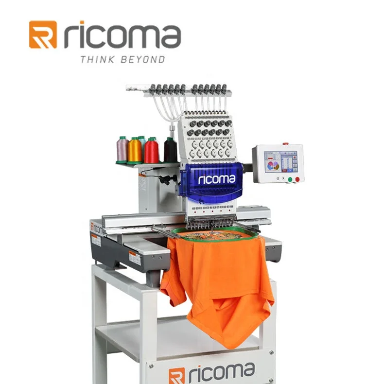 RiCOMA TC-1501 Single Head Embroidery Machine Computerized 12/15 need.le Capable for T-shirt/Flat/Cap Embroidery Commercial Used