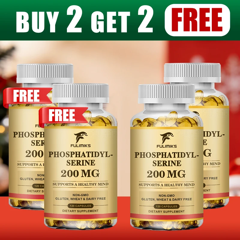 Buy 2 Get 2 Free! Pure Phosphatidyl Serine Capsules, Support Brain & Memory, Cortisol Manager for Stress Relief & Mental Focus