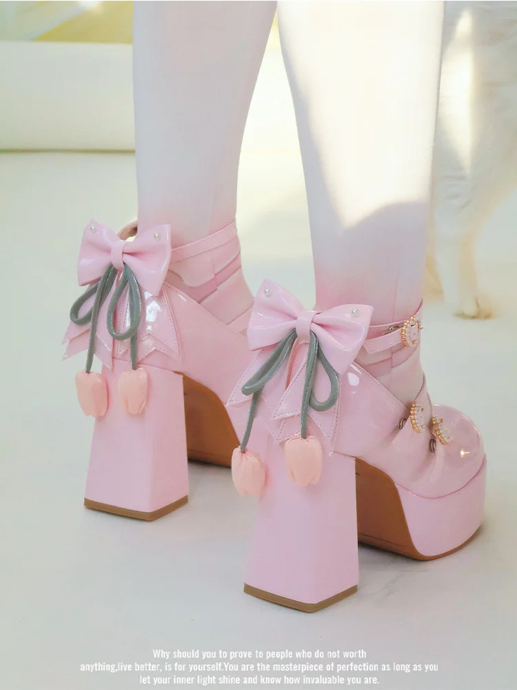 Original New Product Japanese Lolita Shoes High Heels Waterproof Platform Mary Jane Large Size Lo Shoes