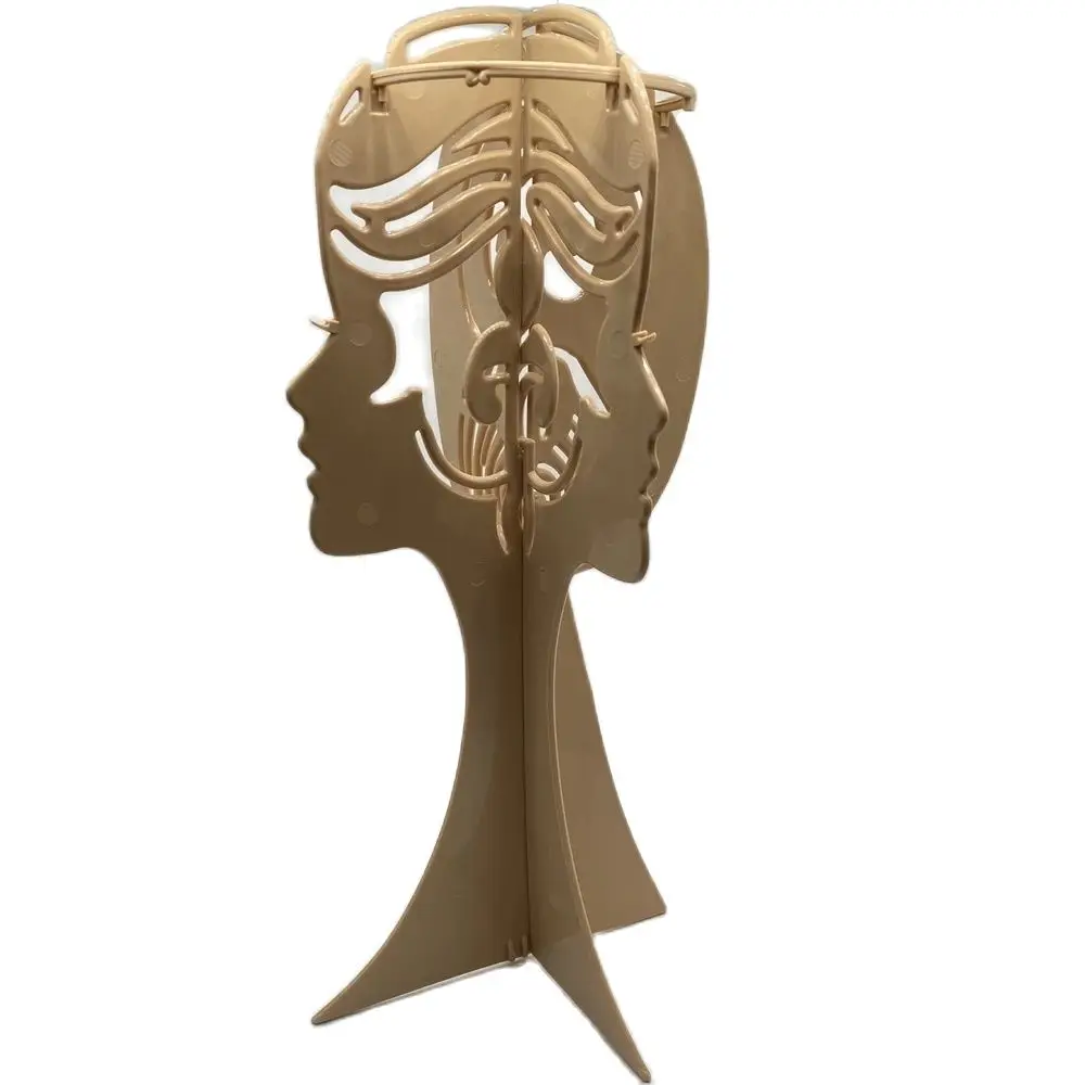 Golden Portable Folding Wig Stand Wig Stands Plastic Hat Display Wig Head Holders Wig Hanger 16x35Cm 1pc Wig Holder