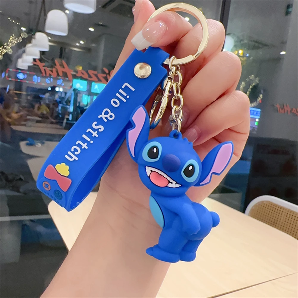 New Anime Disney Keychain Cartoon Mickey Mouse Minnie Lilo & Stitch Cute Doll Keyring Ornament Key Chain Pendant Kids Toys Gifts