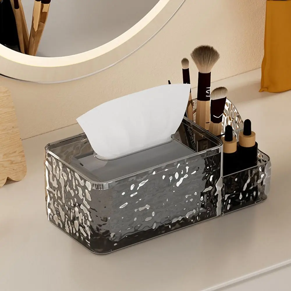 Plastic Water Ripple Clear Tissue Storage Box Smooth Edge Anti Slip Desktop Tissue Box Large Capacity Paper Dispenser Tea Table