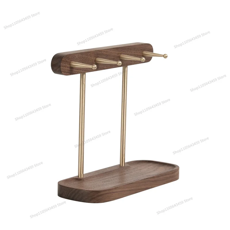 For black walnut key rack creative ornament door brass hook shelf key rack storage box