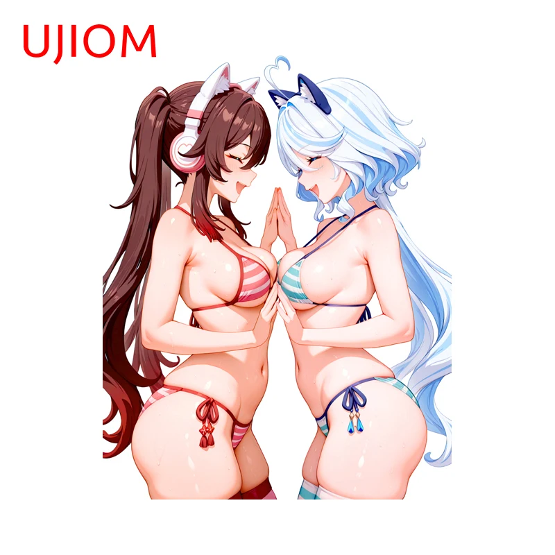 UJIOM Genshin Impact Waifus Wall Stickers Charming Furina Hutao Bikini Skateboard Trunk Guitar Decals Vinyl House Bedroom Murals