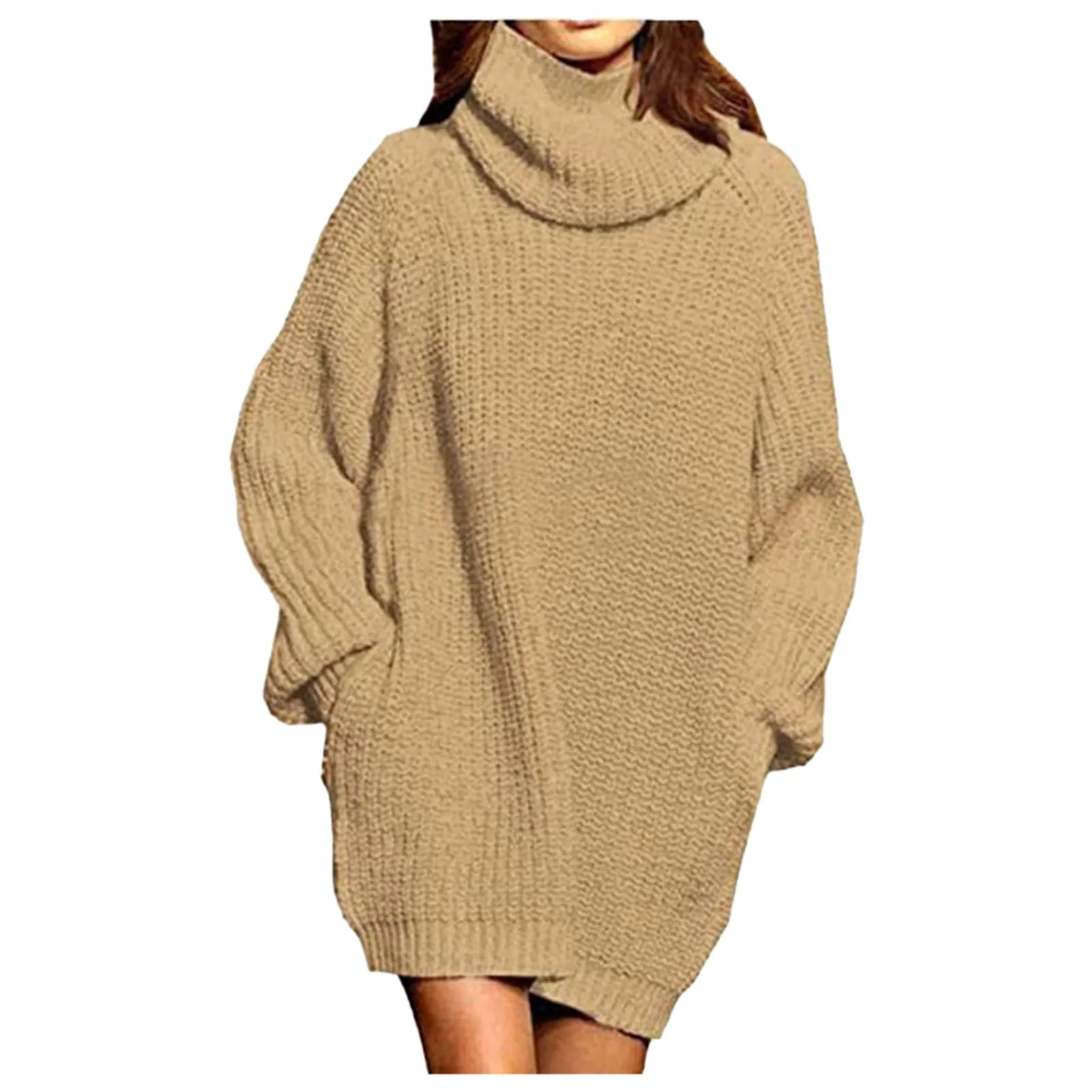 Sweater Turtleneck lengan panjang wanita, baju Jumper termal panjang menengah modis elegan Sweater Turtleneck lengan panjang warna Solid musim gugur dan musim dingin