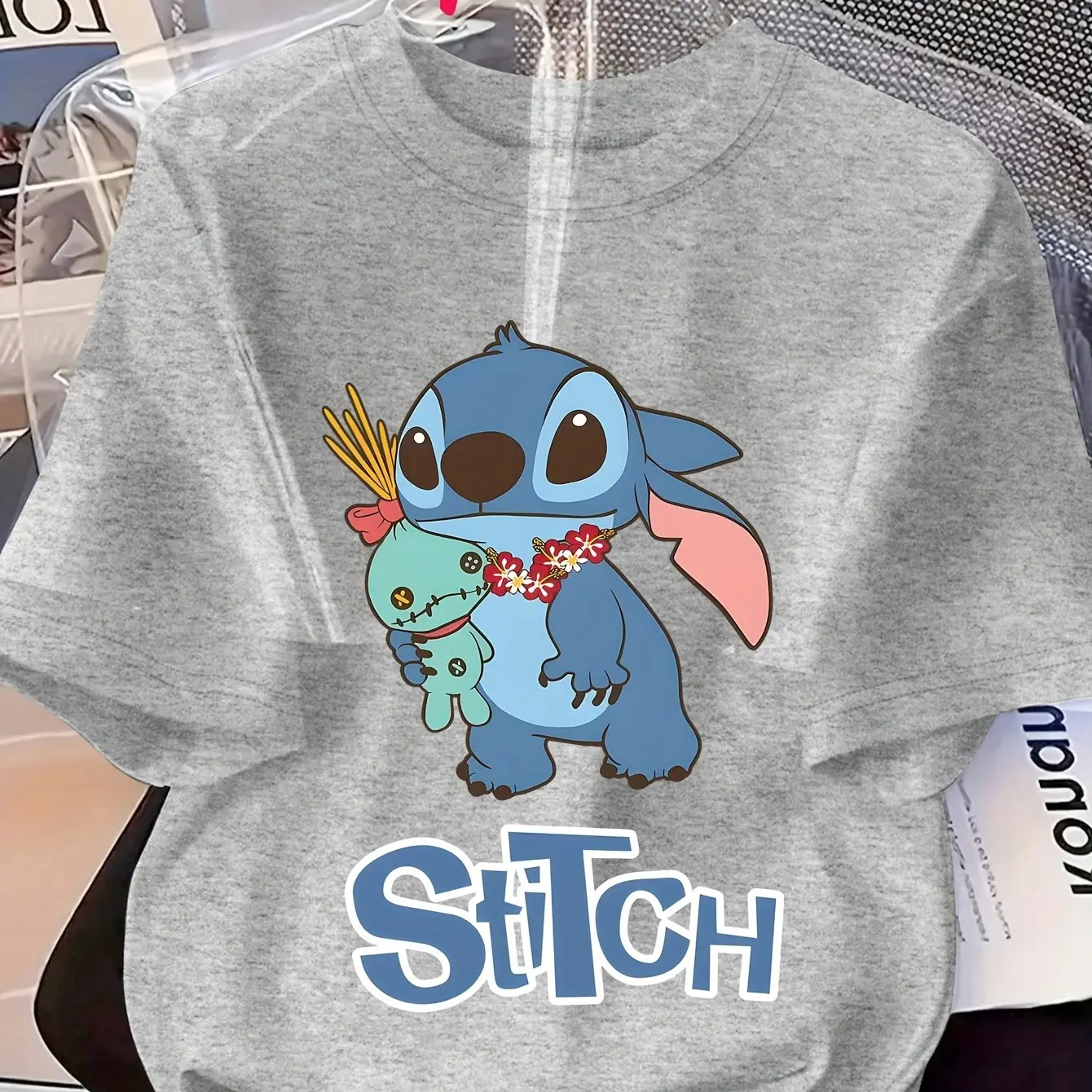 Disney Stitch Pattern T-Shirt Cotton Men's Women Streetwear Casual Trendy Oversized Loose Short Sleeve Unisex Event Outfit