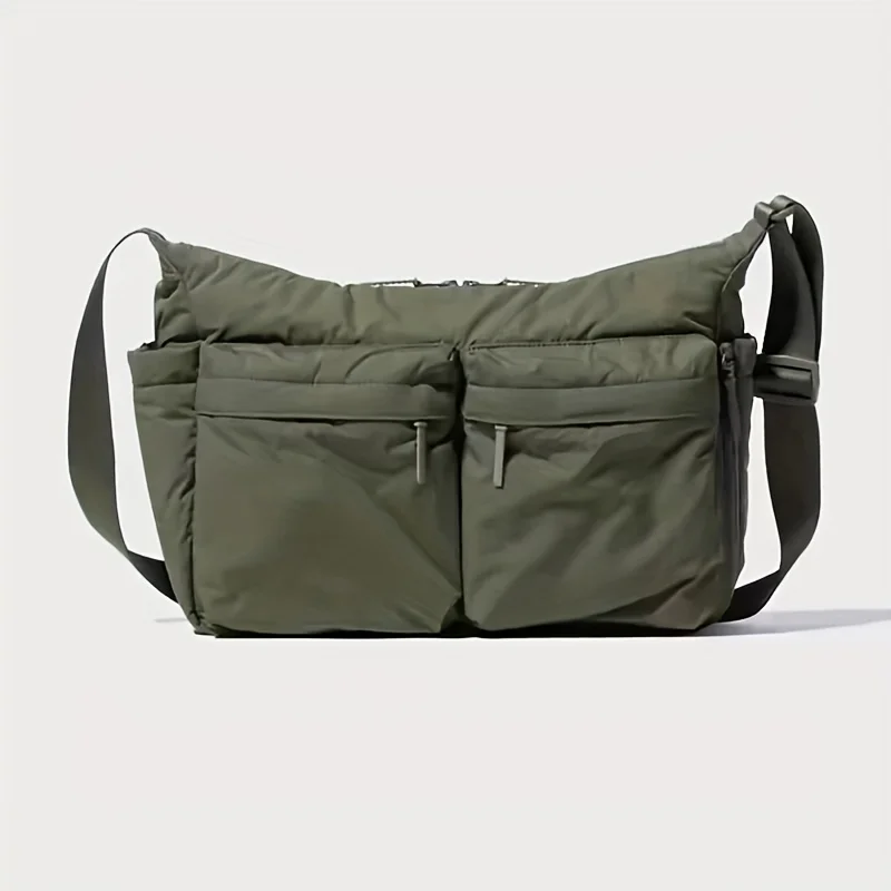 

Multi-Compartment Unisex Crossbody Bag. Durable, Machine-Washable Nylon. Perfect for Commute & Travel. Military Green & Black.