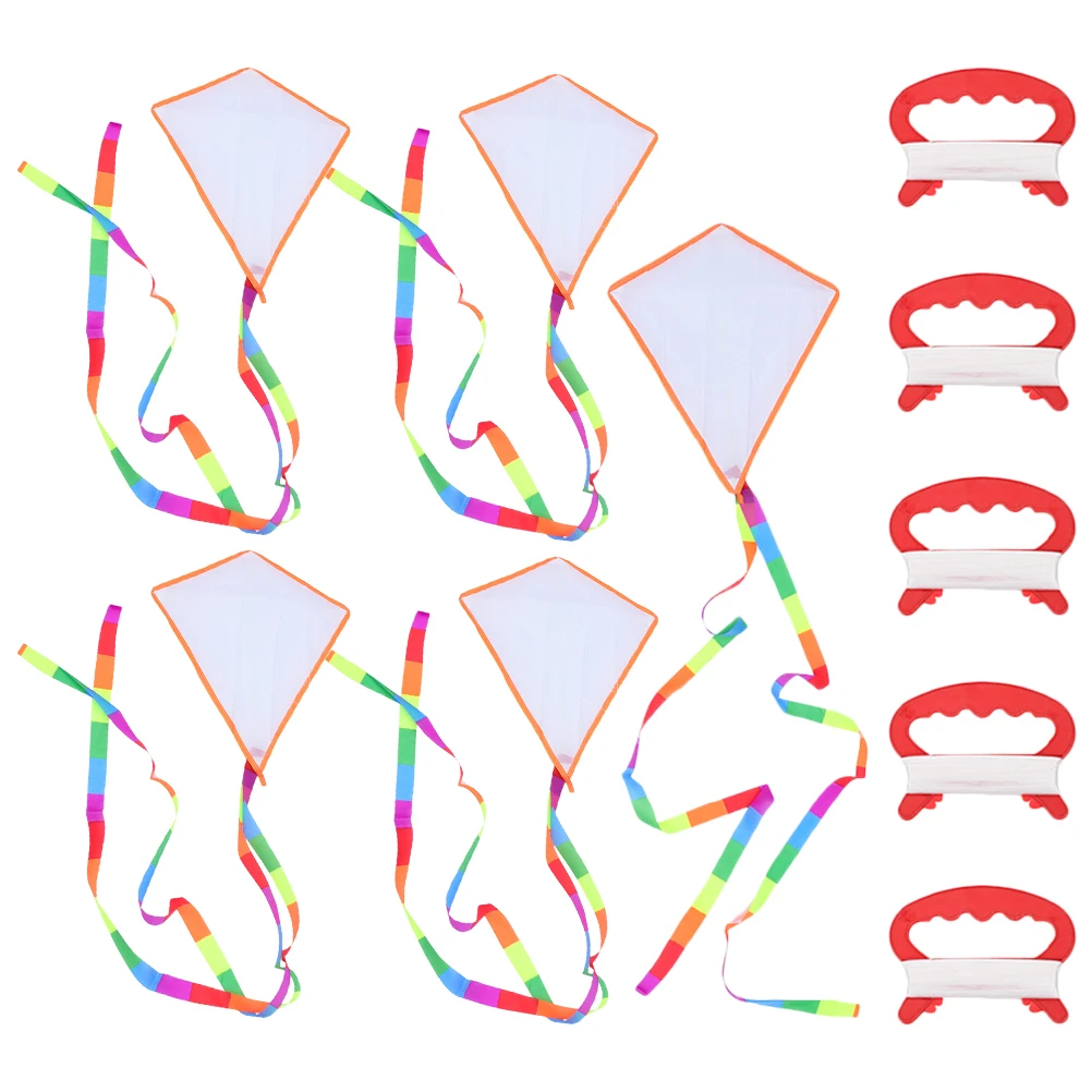 5 Sets DIY Kite Interesting Blank Kids Kites Toys Mini Funny Bamboo Portable for Children Painting
