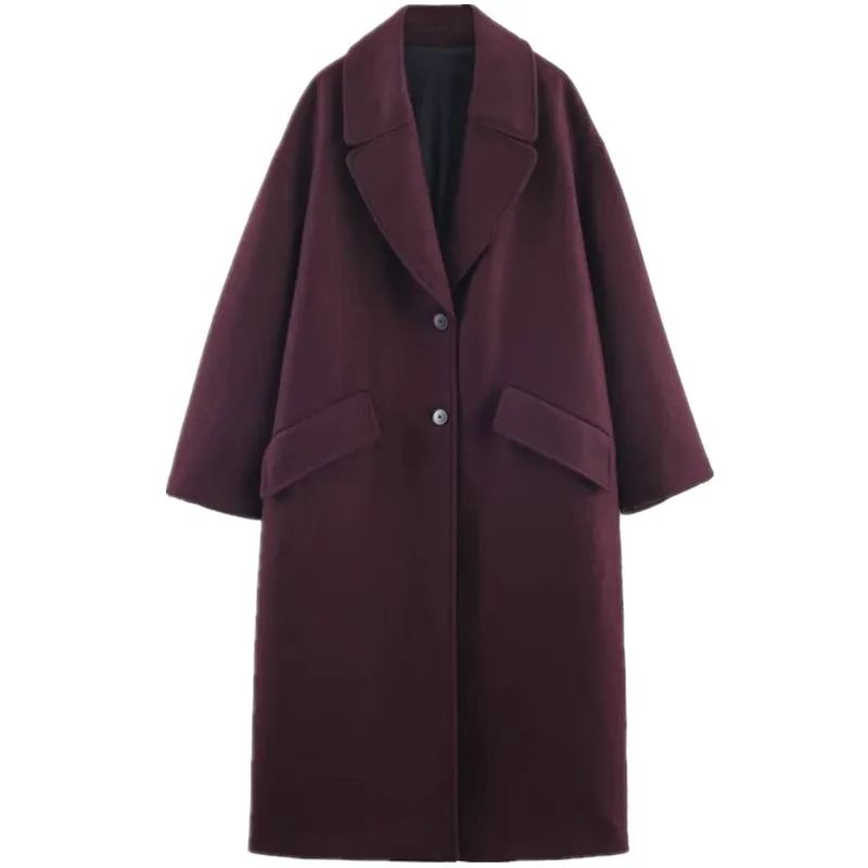 Cappotto lungo oversize Faion da donna invernale 2025 Nuovo arrivo Capispalla versatile in lana premium vestibilità ampia 85376