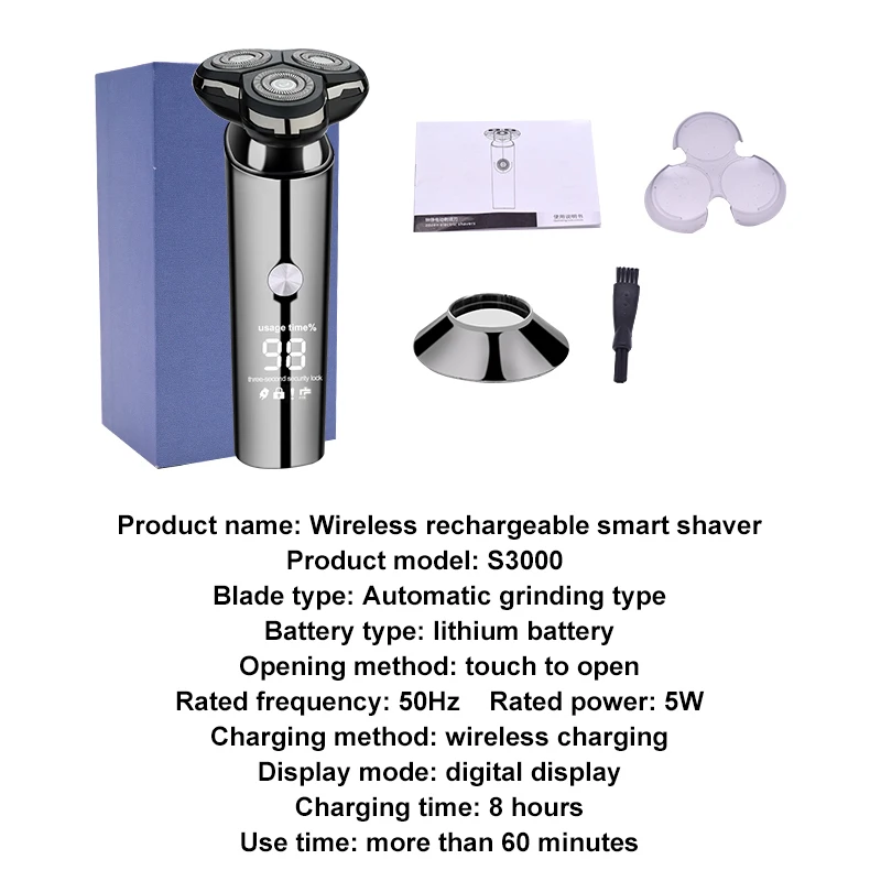 S3000 Electric Shaver Wireless Use 4D Electric Razor Men USB Rechargeable Men's Shaving Machine Waterproof With Charging Base