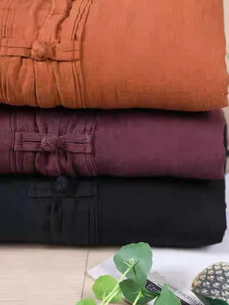 Jaqueta Fena de Aodão e Linho com Caimento Solto e Espo, Novo Estilo Outono Inverno, Aboa, Estilo Étnico Artísti...