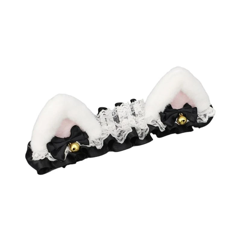 Orecchie pelose Fascia adesiva Orecchie da gattino per casco da snowboard Festa Orecchie di gatto carine fatte a mano con pizzo e nastro sexy