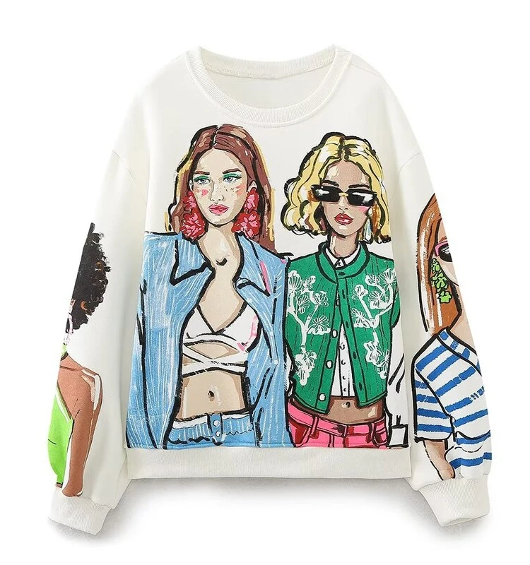 Loose Long Sve round Ne Girl's Sweatirt Printed Casual Comfortable Fit Autumn New Arrival Women's Faion Streetwear