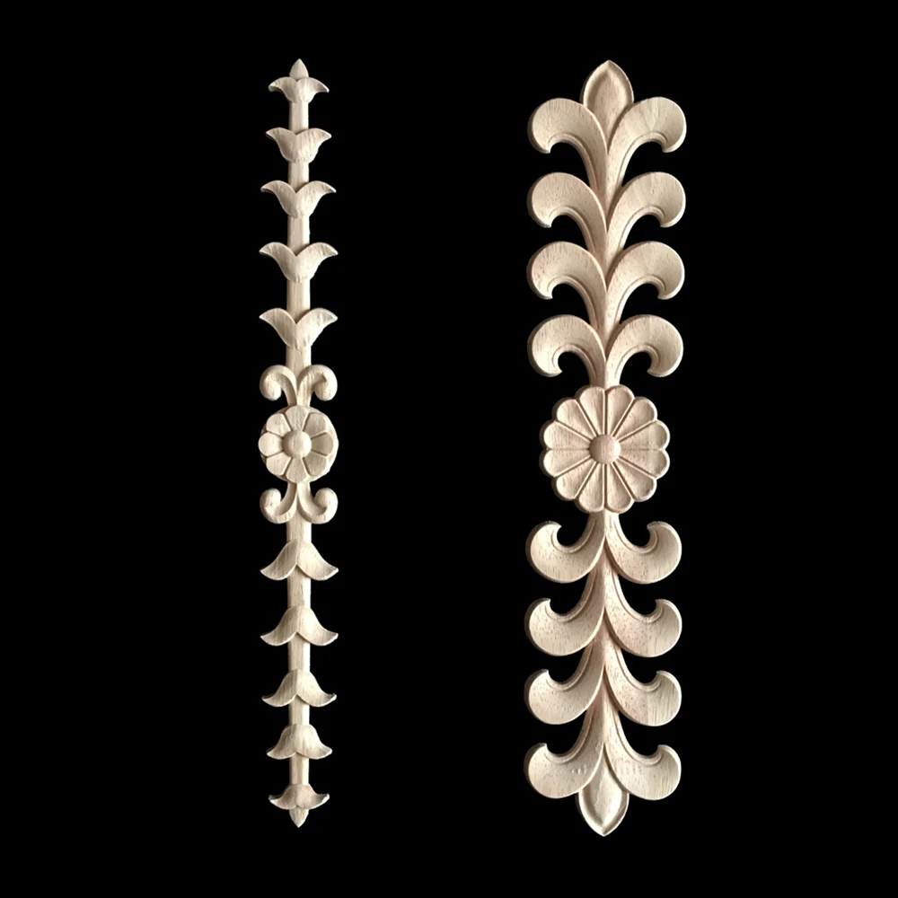 5/10PCS Wood Carved Long Applique Frame Corner Onlay Unpainted Furniture Home Door Decor Home Decoration Furniture Appliques