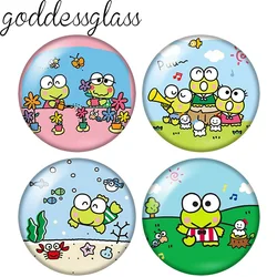 MINISO Keroppi Cute frog Cartoon 10pcs 12mm/18mm/20mm/25mm Round photo glass cabochon demo flat back Making risultati bracciali