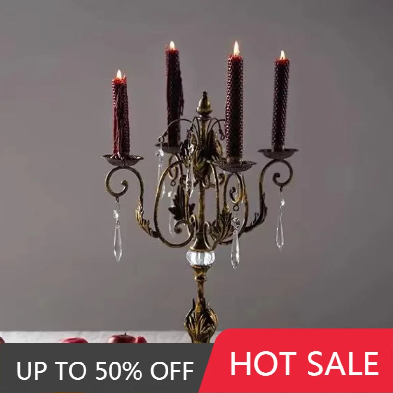 Nordic Candle Holders Luxury Vintage Candle Holder Party Decorative Candlestick Elegant Crystal Candlesticks Aesthetic Container