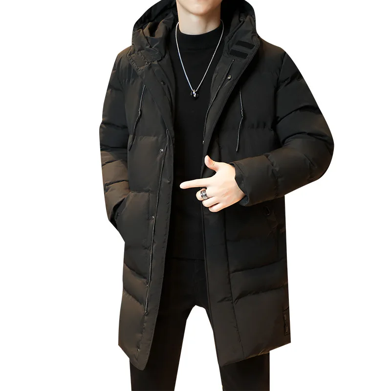 

2025 Popular Men's Cotton Jacket Down Coat Korean Style Trendy Winter Thickened Mid-Length Cotton Coat